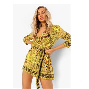 Boohoo Front Belted Playsuit